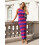 (S, Purple) Robe moulante rayée et sorties. 2