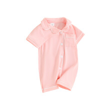 (12-18 Months, Pink) Pijamas para bebé, peleles, monos, cuello vuelto, manga corta, ropa de dormir, botones, bolsillo, pijamas para bebés, bodies