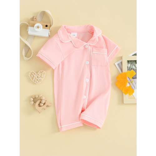 (12-18 Months, Pink) Βρεφικές πιτζάμες με τσέπες, κορμάκια 2