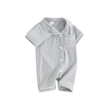 (3-6 Months, Gray) Pijamas para bebé, peleles, monos, cuello vuelto, manga corta, ropa de dormir, botones, bolsillo, pijamas para bebés, bodies
