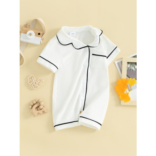 (18-24 Months, White) Βρεφικές πιτζάμες με τσέπες, κορμάκια 2