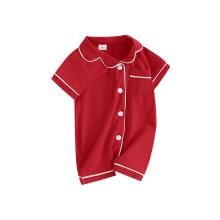 (0-3 Months, Red) Pijamas para bebé, peleles, monos, cuello vuelto, manga corta, ropa de dormir, botones, bolsillo, pijamas para bebés, bodies