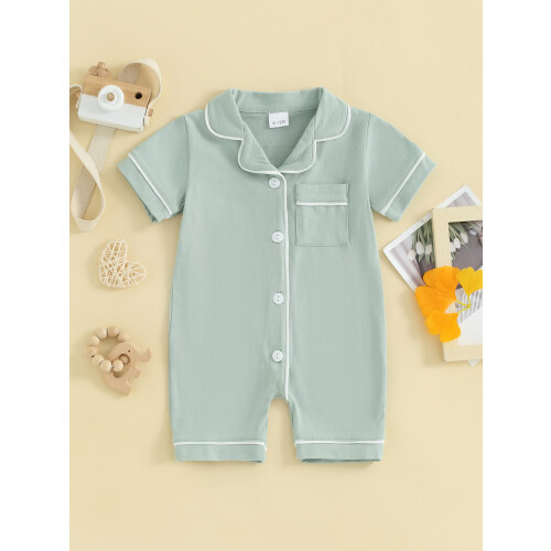 (3-6 Months, Green) Βρεφικές πιτζάμες με τσέπες, κορμάκια 1