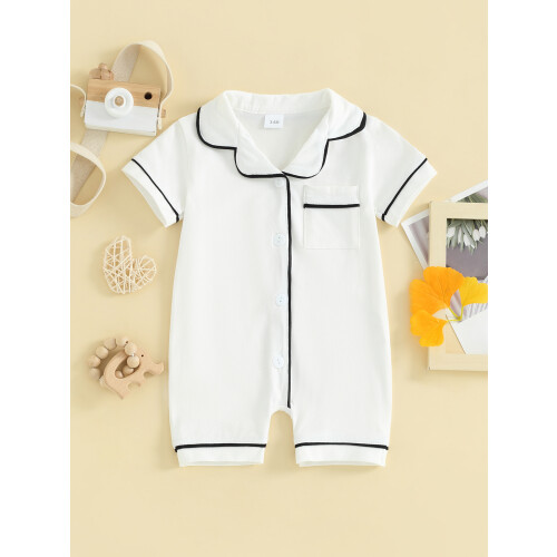 (18-24 Months, White) Βρεφικές πιτζάμες με τσέπες, κορμάκια 1