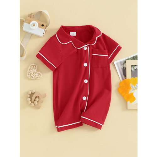 (18-24 Months, Red) Βρεφικές πιτζάμες με τσέπες, κορμάκια 1