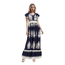 (XL, Navy Blue) Dámské letní dlouhé kancelářské cesty.