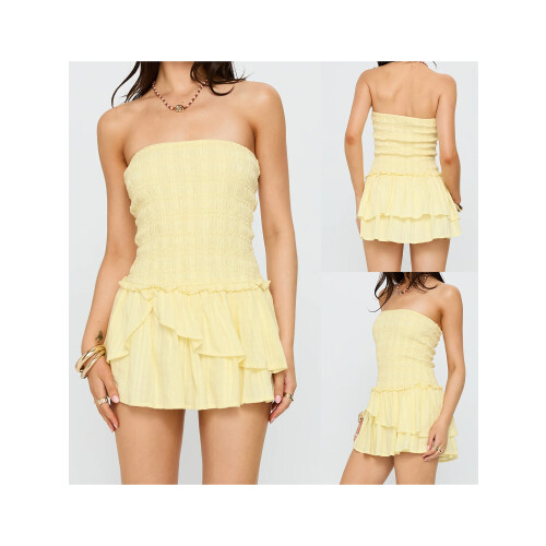(L, Yellow) Robe bustier mini les soirées. 1
