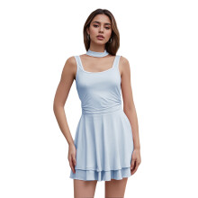 (L, Blue) Dámské šaty s se šálou