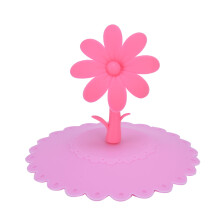Silikonkopptrekk med blomsterhåndtak, lekkasjesikkerte støvlokk til varme og kalde drikker, kreativt drikkebeskyttelsessilikonlokk til kjøkken og