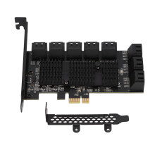Uitbreidingskaart voor pc, 16-poorts PCIe naar SATA-adapter voor eenvoudige aansluiting en brede compatibiliteit, hoge overdrachtssnelheid tot 6 Gbps.