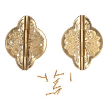 Antique Brass Hinge For Wooden Box, Decorative Cabinet Drawer Door Hardware With Screws, Embossed Copper Hinges Suitable For Gift Jewelry Wine Box,