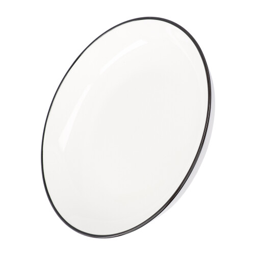 4Pcs Ceramic Dinner Plates Set – Black Line, 8 Inch Round, White 2