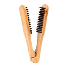 Cepillo de pelo de doble cara con cerdas, mango de madera, diseño ergonómico antiestático, herramienta para alisar el cabello de todo tipo.