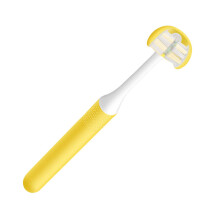 ThreeSided Soft Bristle Toothbrush for Adults, 360 Deep Cleaning with Ergonomic NonSlip Handle Yellow