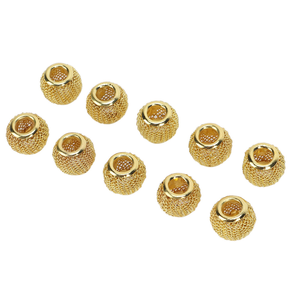 Gold 10Pcs Hollow Metal Beard Beads For Dreadlocks & Hair Braids Tone