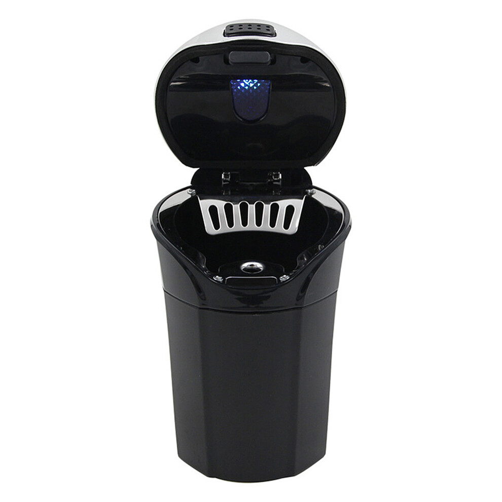 Car Ashtray With Lid, Detachable Stainless Steel Smokeless Design With Led Auto Ashtray With Airtight Seal And Odor Absorbing Technology, Blue/Light 9358999822037
