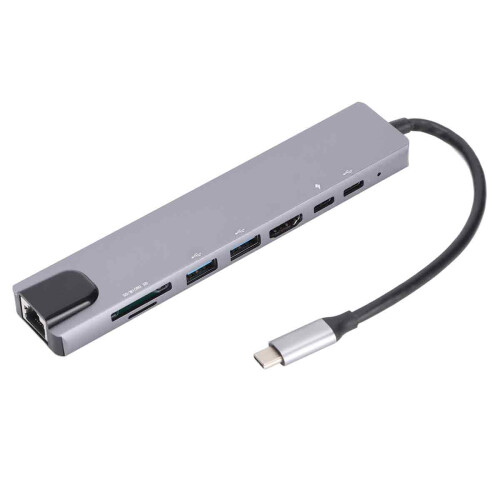 Versatile USB C Hub, 8 in 1 Multiport Adapter for Seamless Integration and Rapid Data Processing, Designed for Today's Digital Nomad
