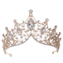 Corona da regina medievale barocca vintage con strass e cristalli, diademi con anelli di fissaggio, scintillante e brillante, per matrimoni e costumi