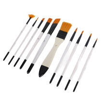 Ensemble de 10 pinceaux en nylon blanc pour aquarelle et peinture à l'huile pour étudiants