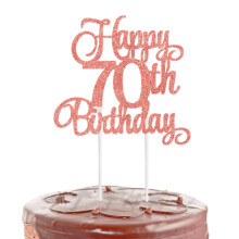 Rose Gold Series Cake Topper for 70th Birthday, Premium Material Glitter Cake Toppers with Elegant Design Widely Application, Happy 70th Birthday