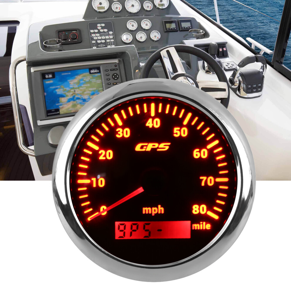 Gps Speedometer 85Mm/3.35In Stainless Steel 80Mph Colorful Backlight 6951376659580