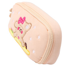 Trousse à crayons en coton grande capacité beige avec motif de chiot mignon pour étudiants