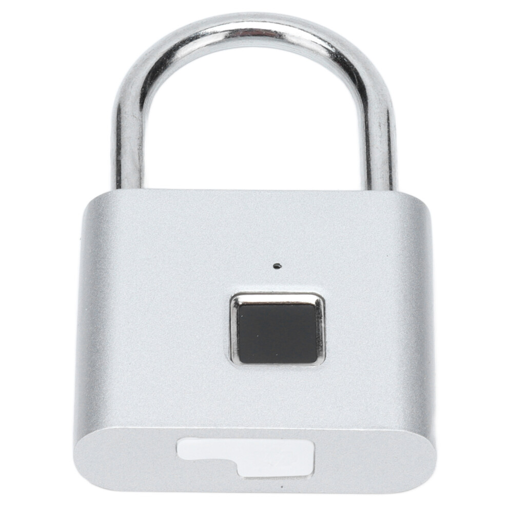 Zinc Alloy Fingerprint Padlock Usb Charging For Luggage, Furniture, Lockers, Silver 9451376660854