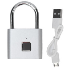 Vingerafdruk hangslot, sleutelloos biometrisch poortslot, slim hangslot met USB-oplaadfunctie, snelle ontgrendeling, antidiefstalbeveiliging,