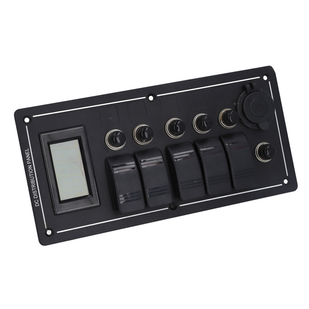Waterproof 5-Gang Rocker Switch Panel With Voltage Meter For Boat Rv 6931381198366