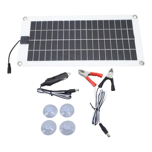 30W 12V Waterproof Polycrystalline Solar Panel Kit with Battery Clip 1