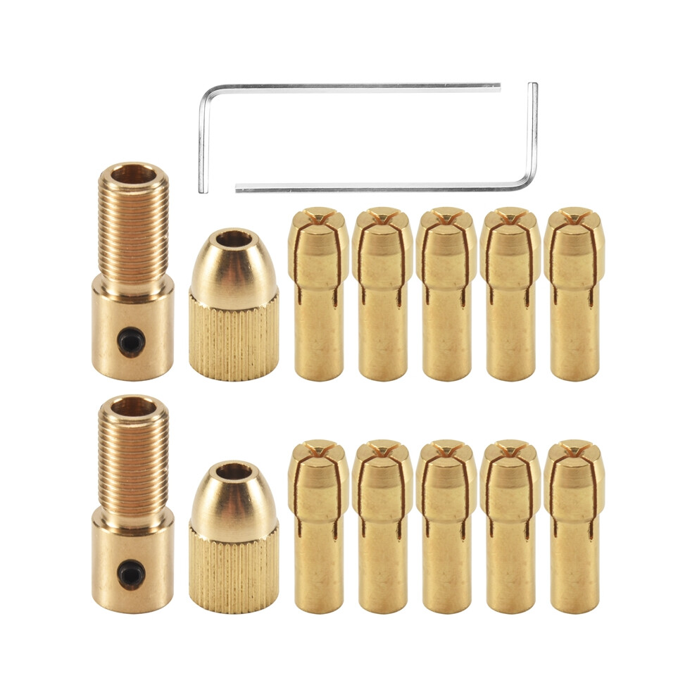 14 Small Electric Drill Chuck 0.5-3Mm Electric Mill Copper Chuck Micro-Torque Drill Chuck Set (Hexagonal Wrench) 6034162293318