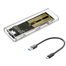 Gabinete para SSD M.2 NVMe PCIe, Gabinete Externo Transparente USB Tipo C 3.1 de Alta Velocidade 10Gbps, Gabinete para SSD M.2 NVMe sem Ferramentas