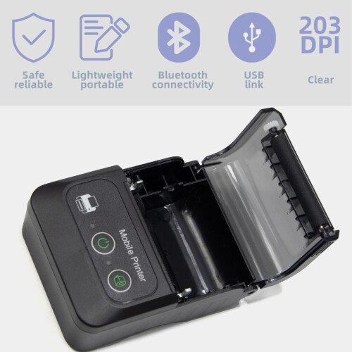 Bluetooth Thermal Bill Printer with Compact Design, Directly Heated Type Printers No Ink Required for Android iOS Windows, Portable Label Printer 2