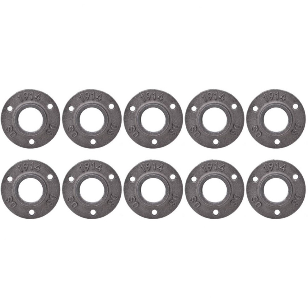 Industrial Floor Flange Black Threaded Fitting Vintage Steampunk Pipe Decor Cast Iron High Strength Malleable Iron Industrial Steampunk Vintage Retro 9448196698938