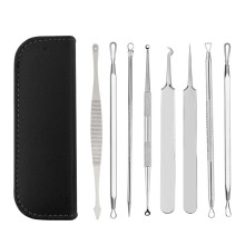 Ergonomic Design Pimple Popper Tool Kit For Sensitive Skin Anti Slip Handle, Stainless Steel Blackhead Remover, 8Pcs