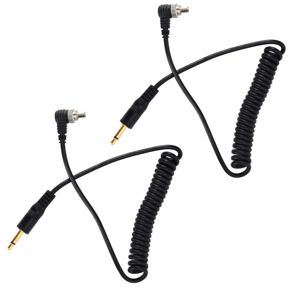 2Pcs Coiled 3.5Mm To Pc Sync Cable For Digital Cameras, Black 7651376667507