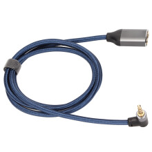 3,5 mm Male-zu-2 Female Audio Kabel, Nylon-Aluminium, 1,00 m, Blau