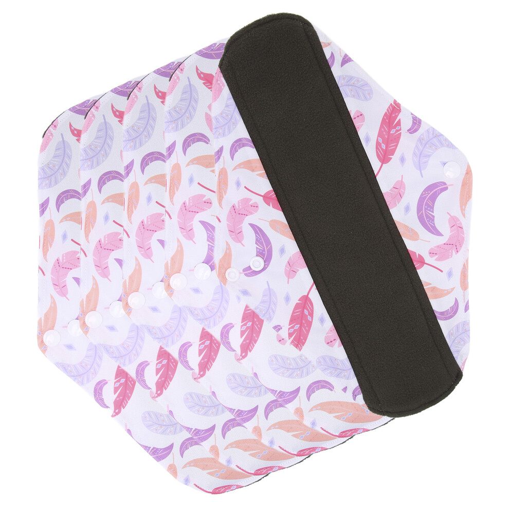 5Pcs Reusable Sanitary Pads Women's Washable Bamboo Charcoal Fiber, 20cm/30cm
