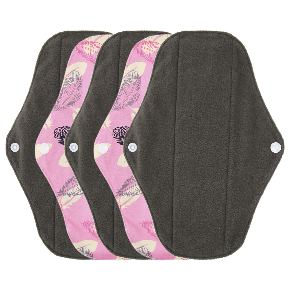 Comfortable 5pcs Washable Bamboo Charcoal Menstrual Pads 25cm