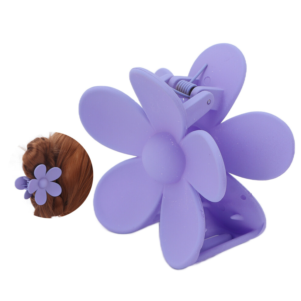 Light/Purple Non Slip Plastic Jaw Clip With Flower Design Hair Accessory