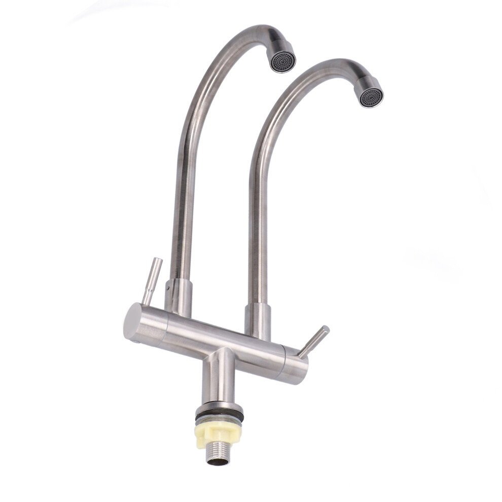 G1/2 Sink Faucet 304 Stainless Steel Dual Head, Rotating Cold Water Tap 6901376686901