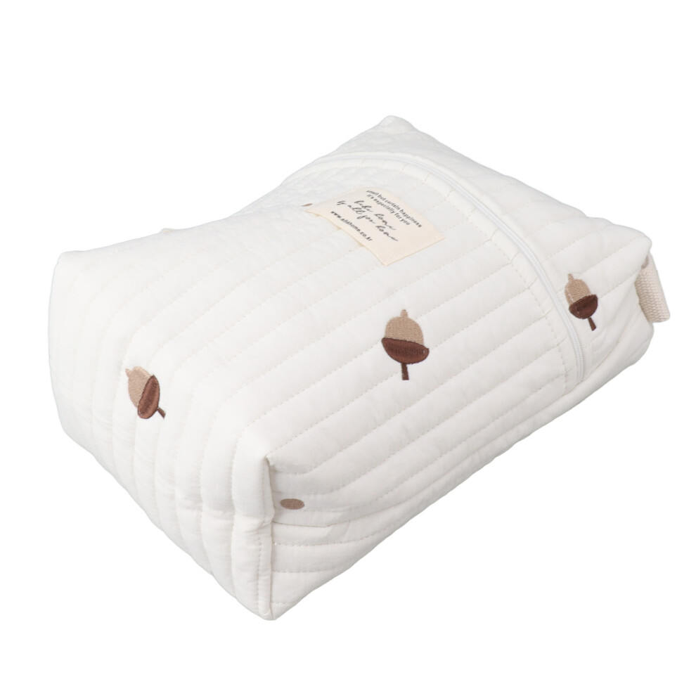 Baby Diapers Bag Cotton Stroller Zipper Toy Storage with Cute Quilting Pattern