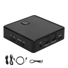 Bluetooth 5.0 adó-vevő, alacsony késleltetésű vezeték nélküli audio adapter optikai 3,5 mm-es AUX és RCA csatlakozókkal, nagy hűségű