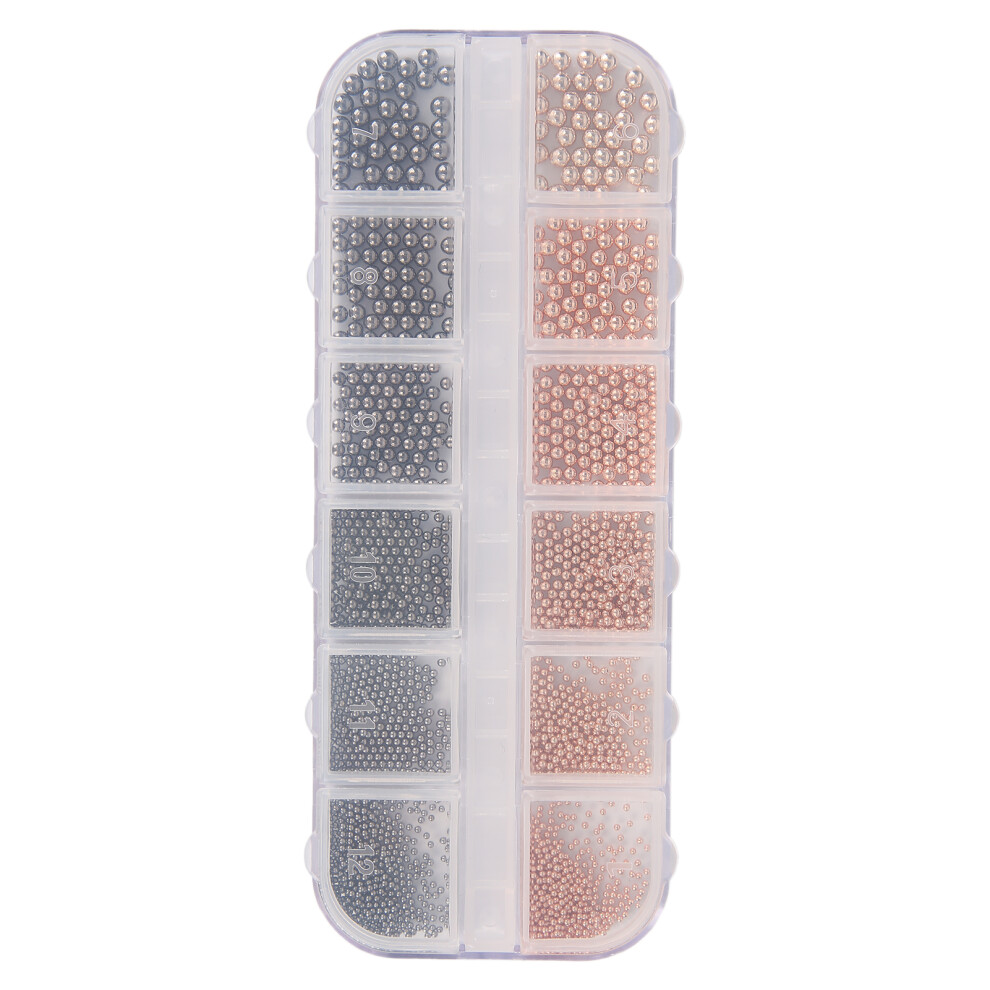 3D Steel Ball Nail Accessories, Mini Nail Balls & Studs DIY Decorations, Nail Art Steel Caviar Beads with Portable Storage Box, Tough and Durable