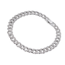 Herren 16" Kuban-Glieder Diamant-Halskette Silber Hip-Hop-Kette Schmuck