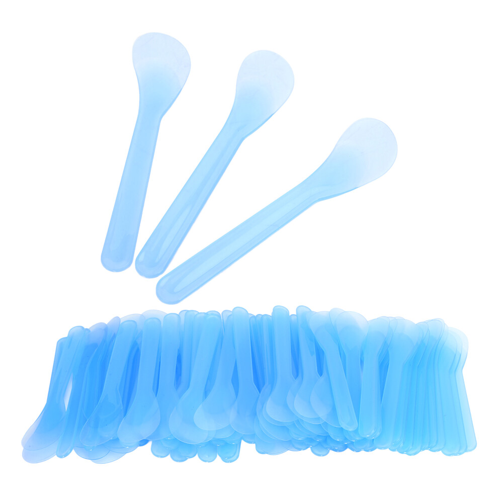 100pcs Plastic Cosmetic Spatula, 12.6cm, Blue for Beauty & Tattoo
