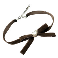 Handgemaakte strik hart ketting sleutelbeen ketting-bruin