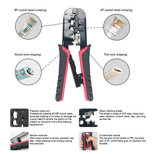 RJ45 RJ12 Network Crimper 8P 6P Crimp Tools RJ45 Tool Stripper Crimp Tools 1