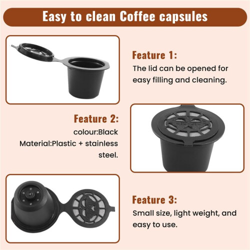 5 Reusable  Capsules Refillable Coffee Capsule Filter with  Coffee Machines with Coffee Spoon Brush 2
