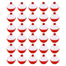 30Pcs Fishing Bobbers 1 Inch,Push Button Snap- Fishing Floats Bobber Red and White,Fishing Float and Bobbers